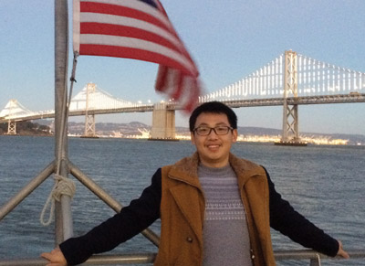 Anying Wang on a San Francisco Bay Ferry