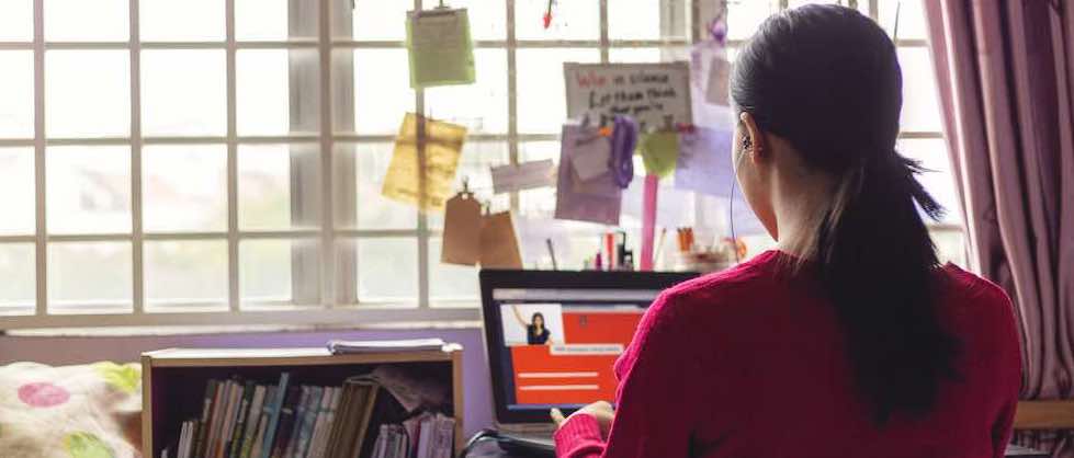 WOman works at computer
